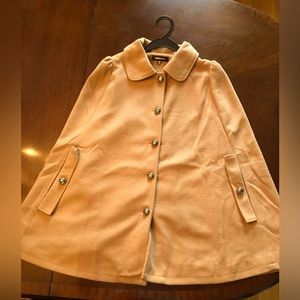 RedBerry Camel Poncho. Light tweed material. Cute collar with buttons. One size